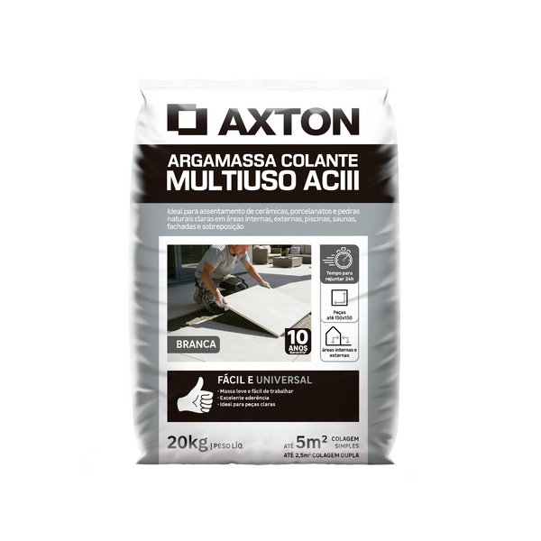 Argamassa ACIII Interno e Externo 20kg Branco Axton
